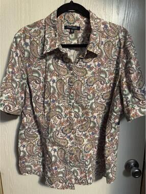 chadwicks of boston Women’s Sz 20 Button Up Vibrant Paisley Print Multicolored